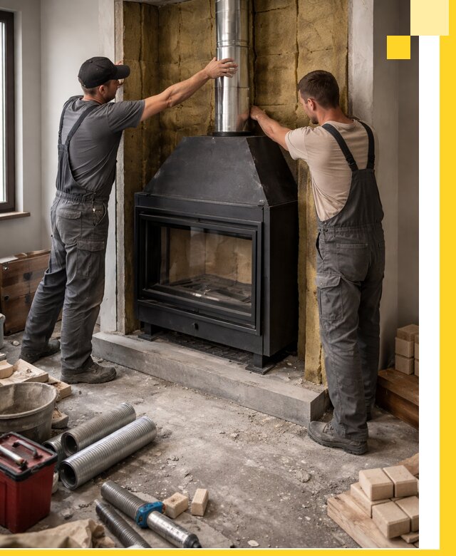 Изготовление и монтаж закрытых каминов в Полысаеве под ключ