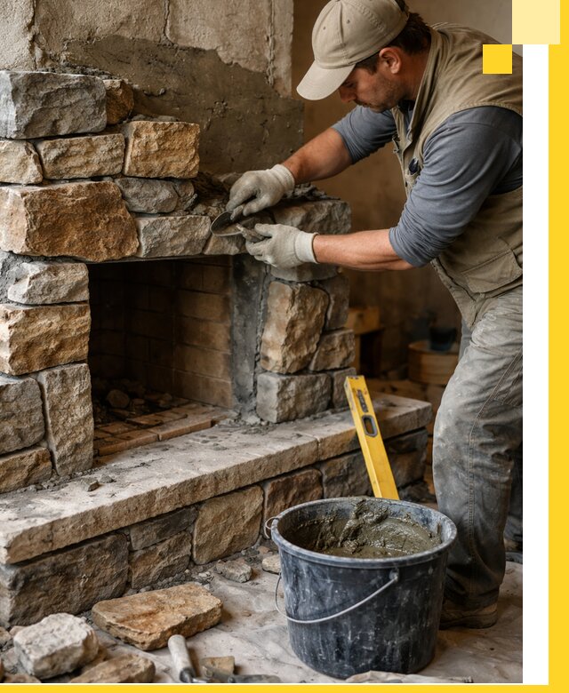 Изготовление и установка каменных каминов под ключ в Полысаеве