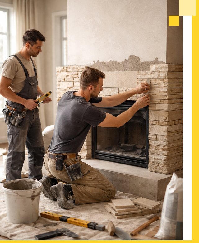 Установка и монтаж каминов для загородного дома в Полысаеве