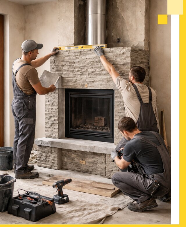 Профессиональный монтаж каминов под ключ в Полысаеве для дома