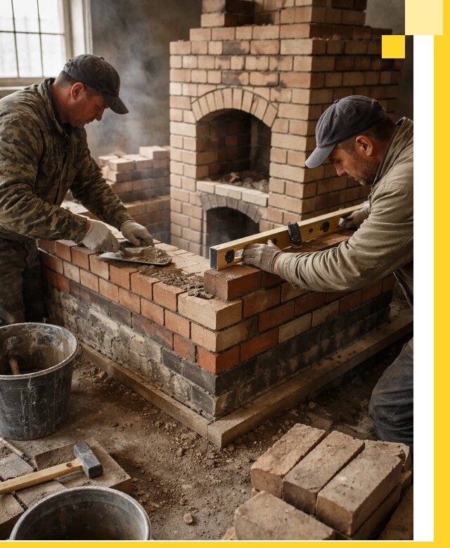 Изготовление и монтаж печей и каминов из кирпича в Полысаеве