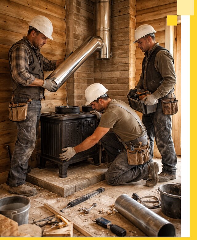 Профессиональный монтаж банных печей и дымоходов в Полысаеве