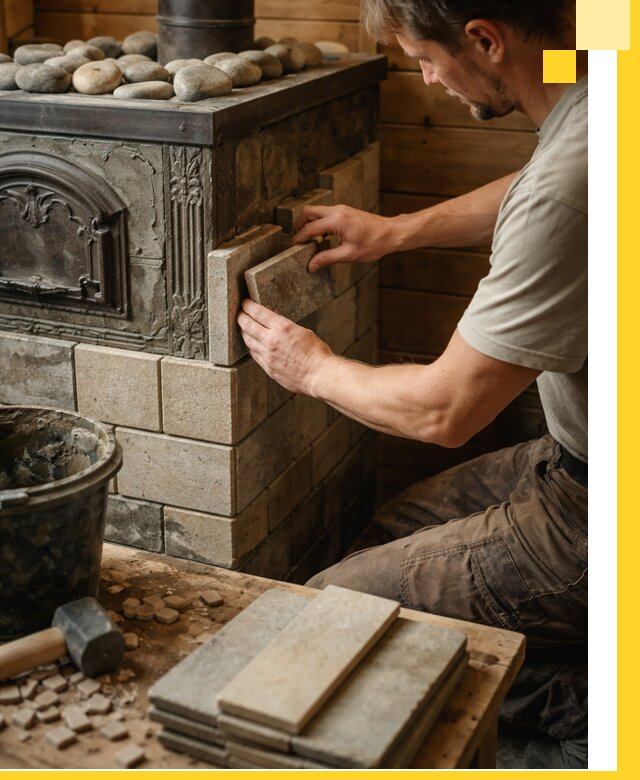 Облицовка банных печей в Полысаеве профессиональная отделка