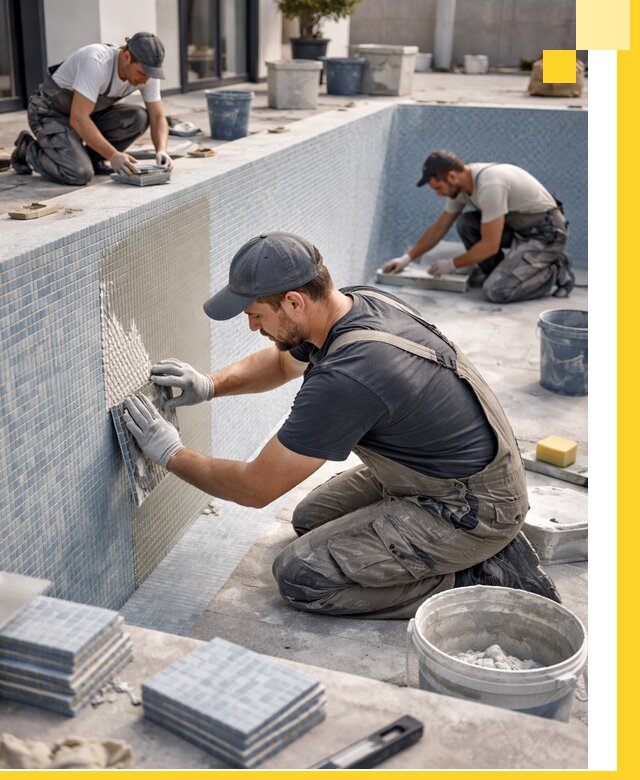 Облицовка бассейнов в Полысаеве плитка мозаика гидроизоляция