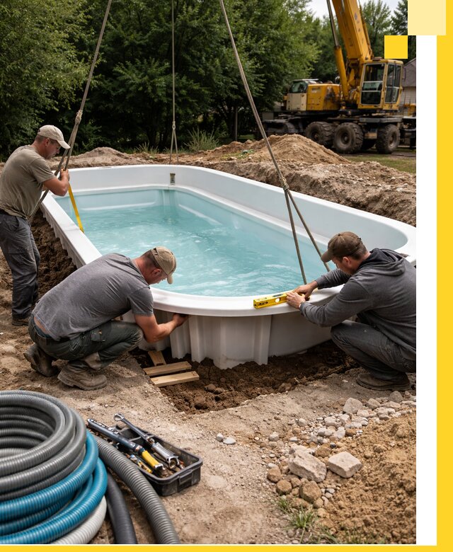 Установка и монтаж композитных бассейнов под ключ в Полысаеве