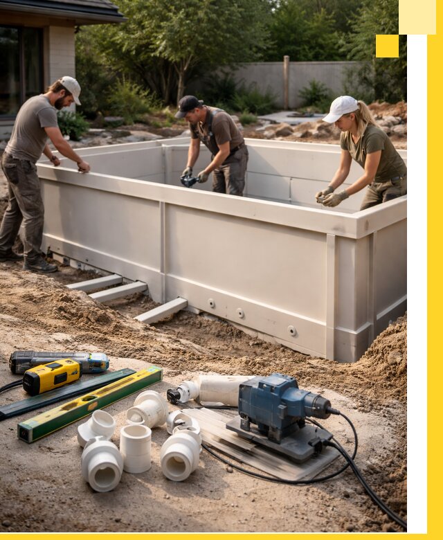 Установка полипропиленовых бассейнов под ключ в Полысаеве