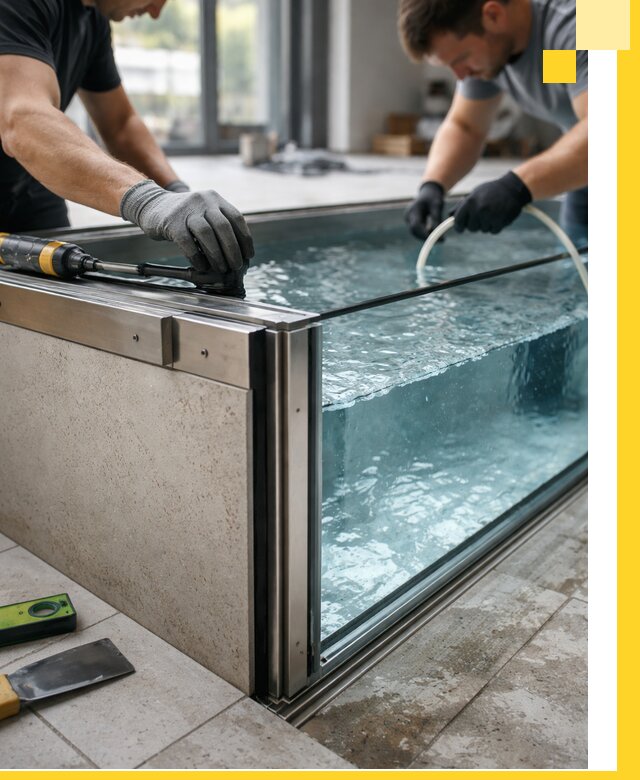 Проектирование и монтаж стеклянных бассейнов в Полысаеве