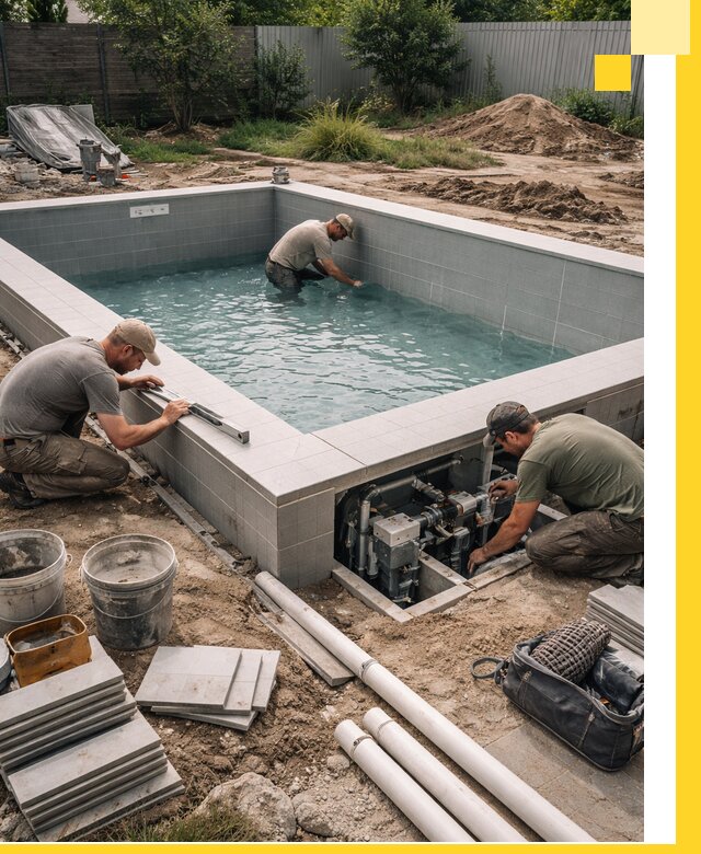 Строительство и монтаж бассейнов для дачи под ключ в Полысаеве