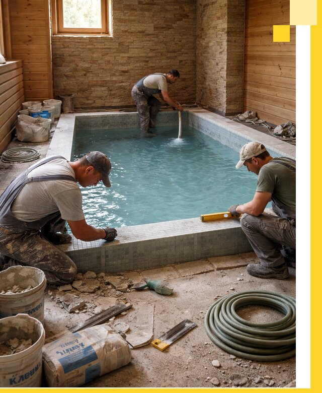 Проектирование и строительство бассейнов для бани в Полысаеве