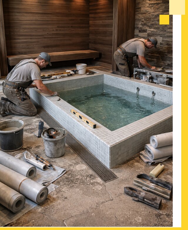 Установка и строительство бассейнов для сауны в Полысаеве