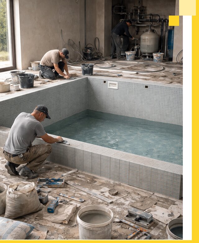 Строительство и монтаж бассейнов в помещении в Полысаеве