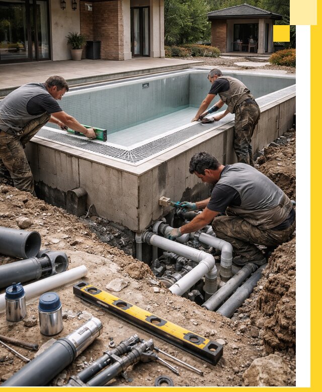 Строительство переливных бассейнов в Полысаеве под ключ