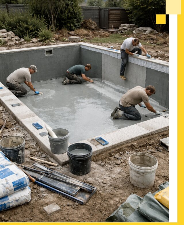 Изготовление и монтаж чаши бассейна под ключ в Полысаеве