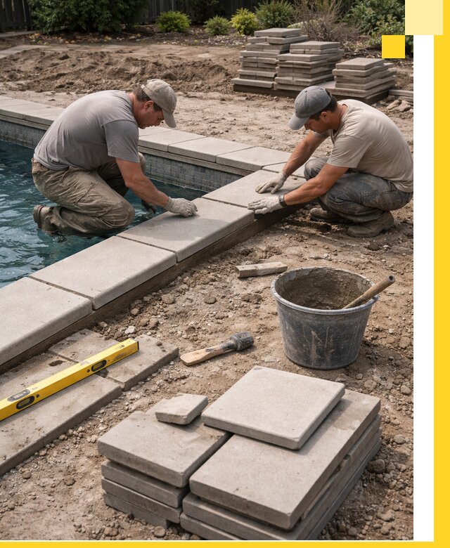 Установка и изготовление копингового камня для бассейнов в Полысаеве