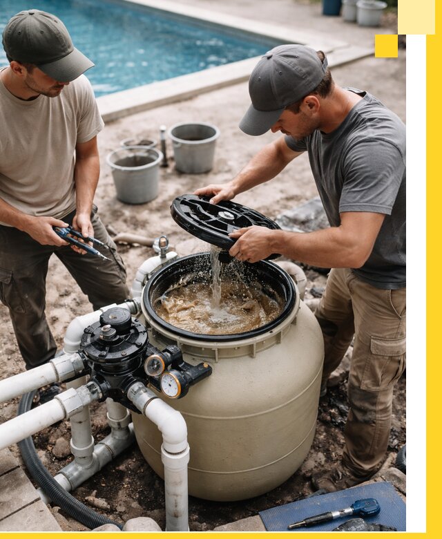 Установка и обслуживание песочных фильтров для бассейнов в Полысаеве