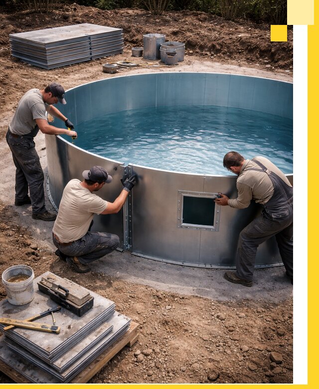 Круглые бассейны под ключ в Полысаеве проектирование и монтаж