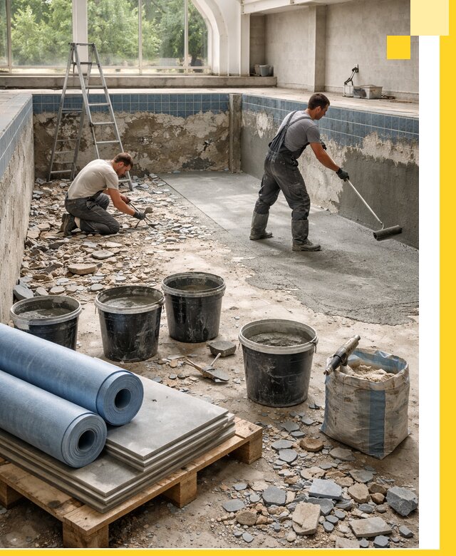 Реконструкция бассейнов в Полысаеве: ремонт, гидроизоляция