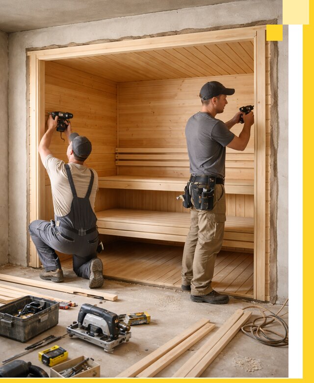 Монтаж саун под ключ в Полысаеве — проектирование и установка