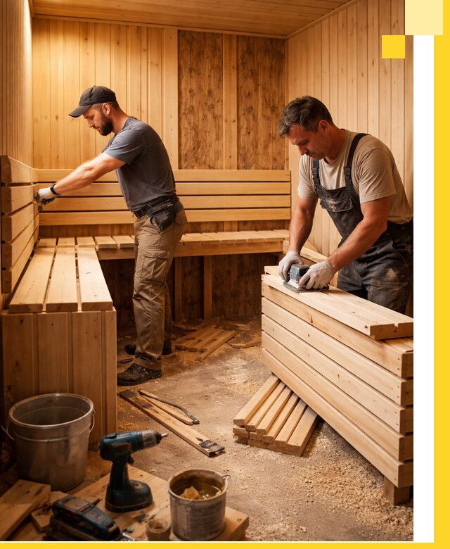 Профессиональный комплексный ремонт саун под ключ в Полысаеве