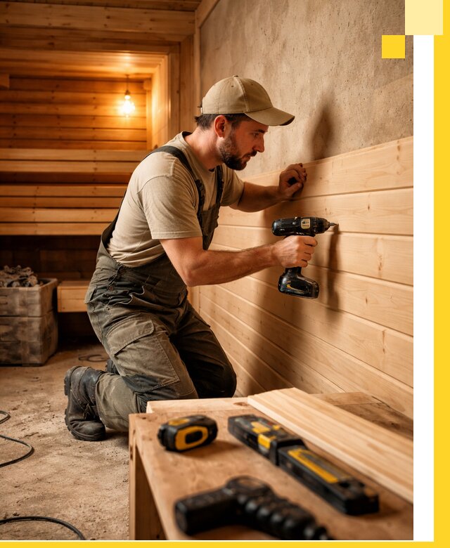 Профессиональная внутренняя отделка бани в Полысаеве под ключ