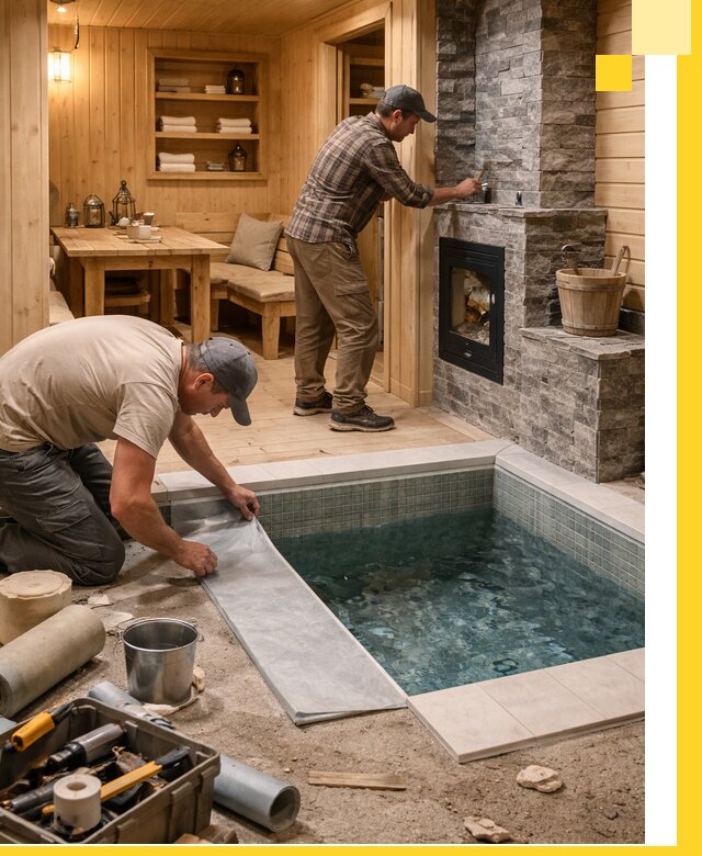 Строительство бань с комнатой отдыха под ключ в Полысаеве