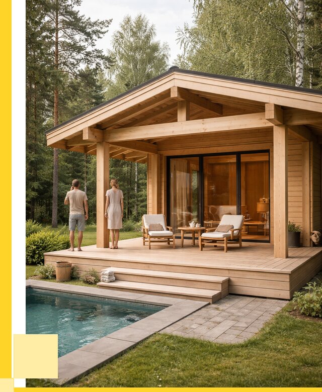 Бани с террасой под ключ в Полысаеве от 616980 р. | ЭриданПлс