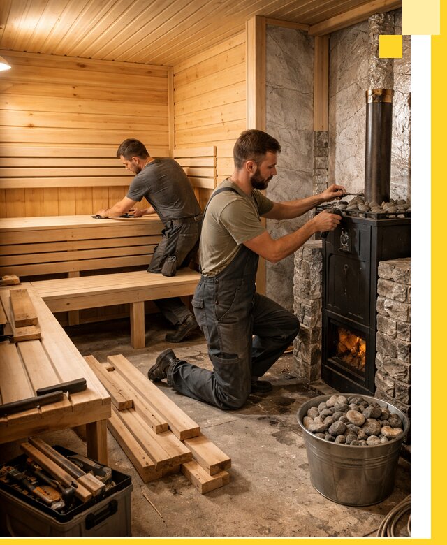 Дизайн и строительство интерьеров бань под ключ в Полысаеве