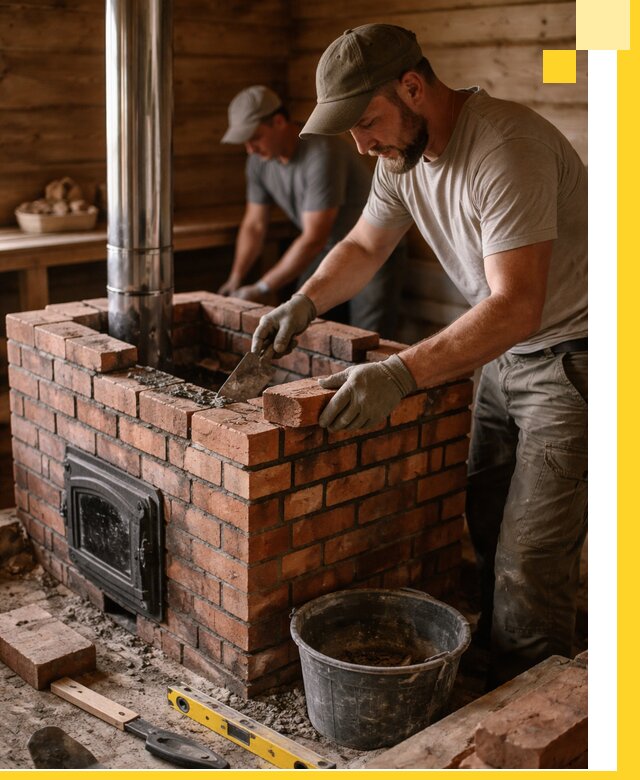 Кирпичные печи для бани под ключ в Полысаеве, проект и монтаж