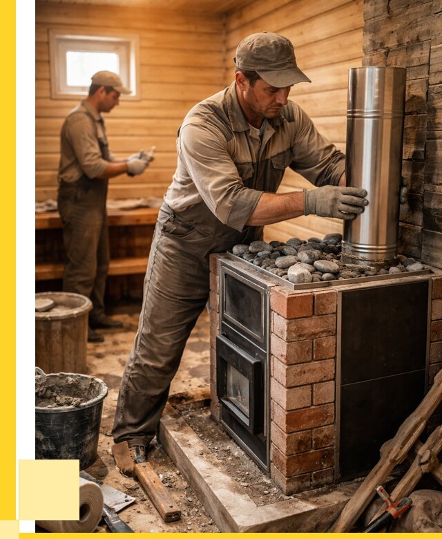 Монтаж печи в бане под ключ в Полысаеве от 20566 р. | ЭриданПлс