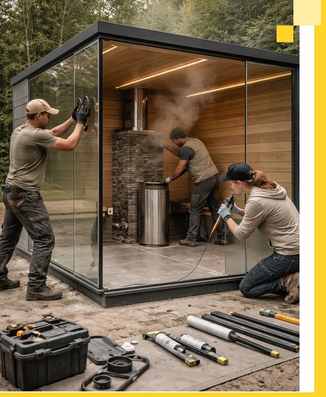 Проектирование и строительство стеклянных бань в Полысаеве