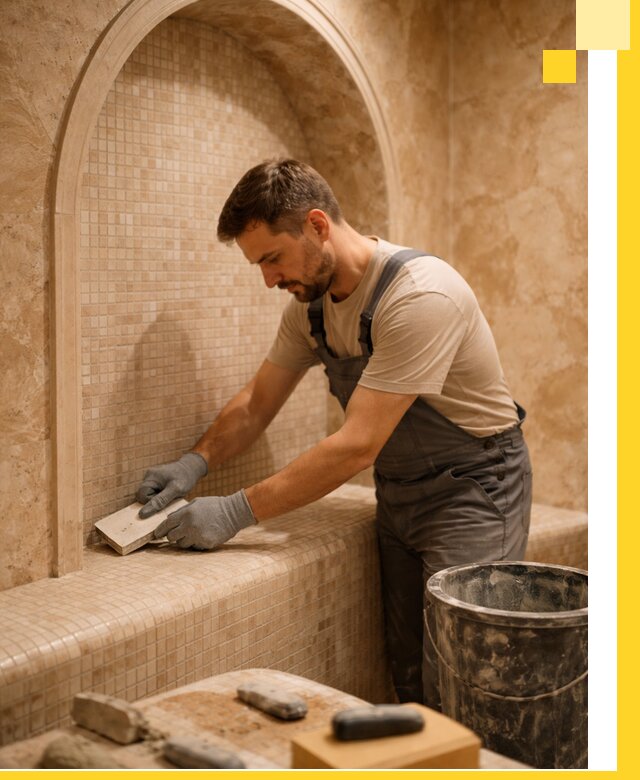 Профессиональная отделка хамамов с мозаикой под ключ в Полысаеве