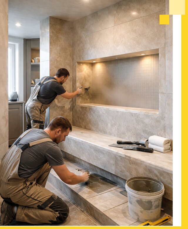 Профессиональное строительство хамама в квартире в Полысаеве