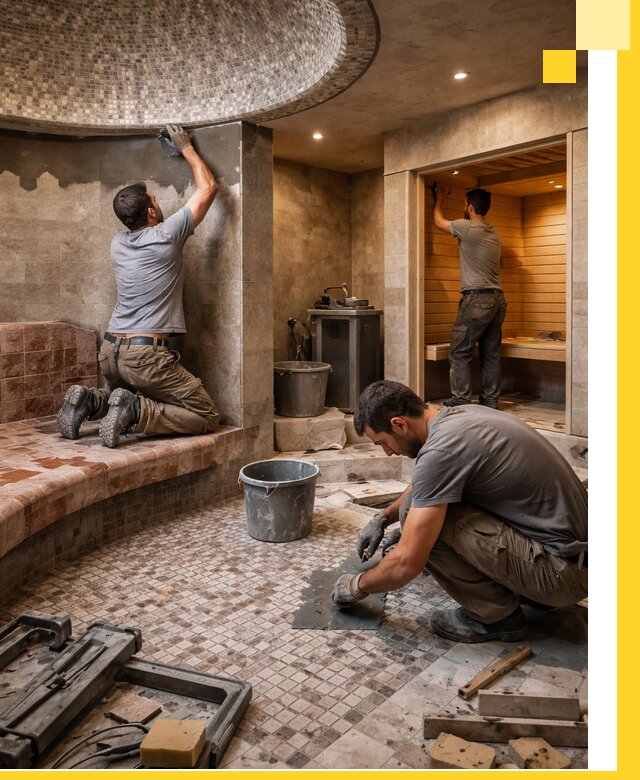 Проект и строительство хамама бани и сауны под ключ в Полысаеве