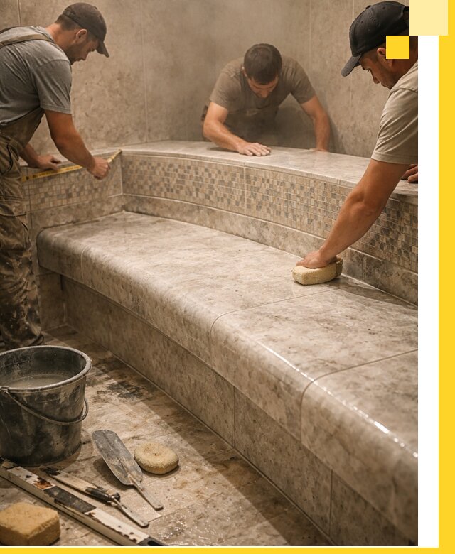 Изготовление и установка сидений для хамама в Полысаеве