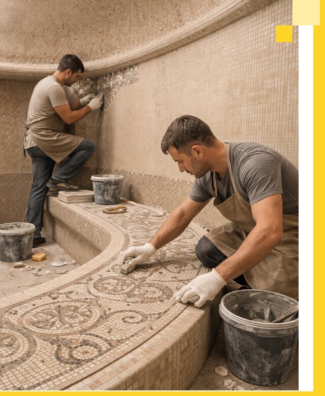 Плитка для хамама в Полысаеве, укладка, подбор и поставка